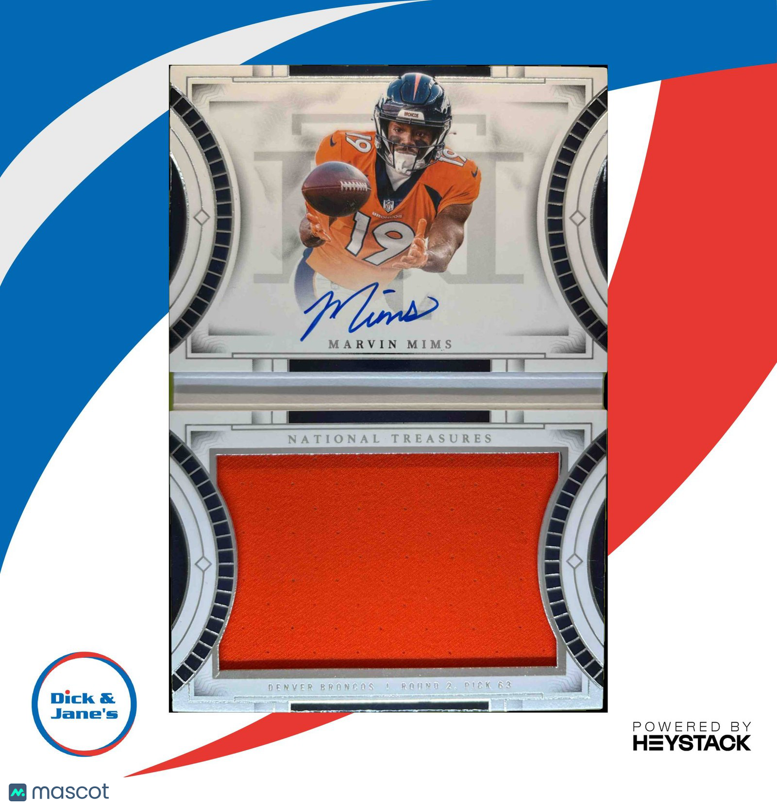 2023 National Treasures Marvin Mims Rookie Jumbo Prime Signatures Booklet 66/99 - Sports Cards