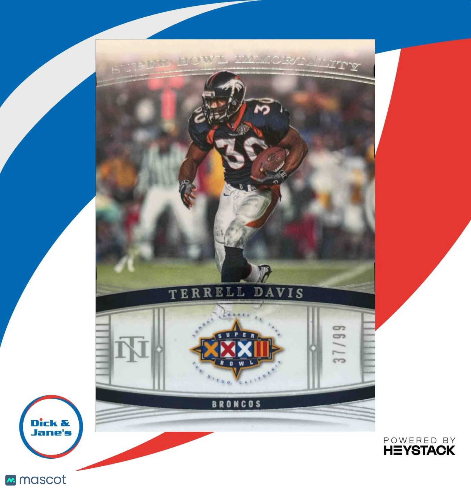 2023 National Treasures Terrell Davis Super Bowl Immortality 37/99 Broncos - Sports Cards