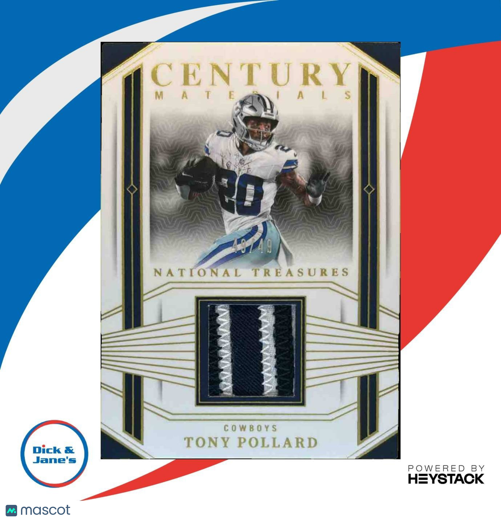 2023 National Treasures Tony Pollard Century Materials /49 MEM Dallas Cowboys - Sports Cards