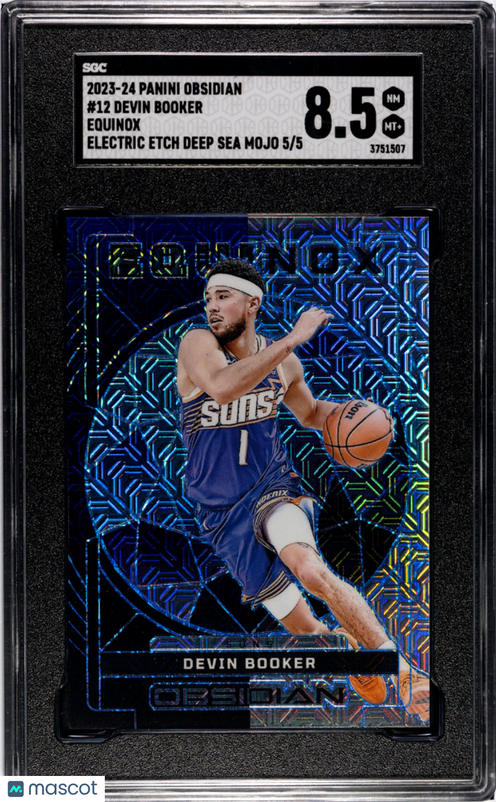 2023 Obsidian Devin Booker Equinox Electric Etch Deep Sea Mojo 5/5 SGC 8.5 Suns - Graded Sports Cards