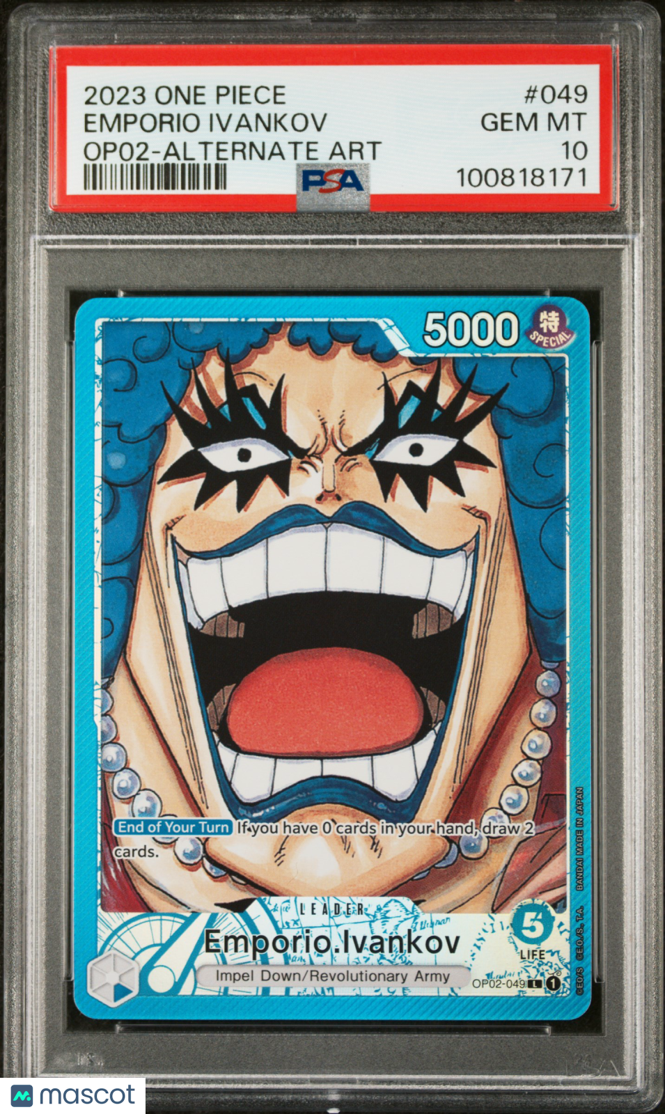 2023 One Piece OP02-Paramount War Emporio Ivankov #049 Alt Art PSA 10 GEM MINT - Graded TCG/CCG
