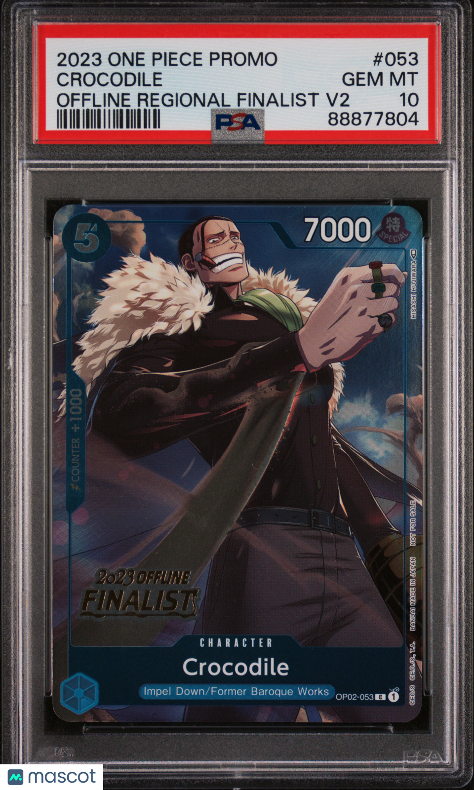 2023 One Piece Promos Crocodile #053 Offline Regional Finalist V2 PSA - Graded TCG/CCG