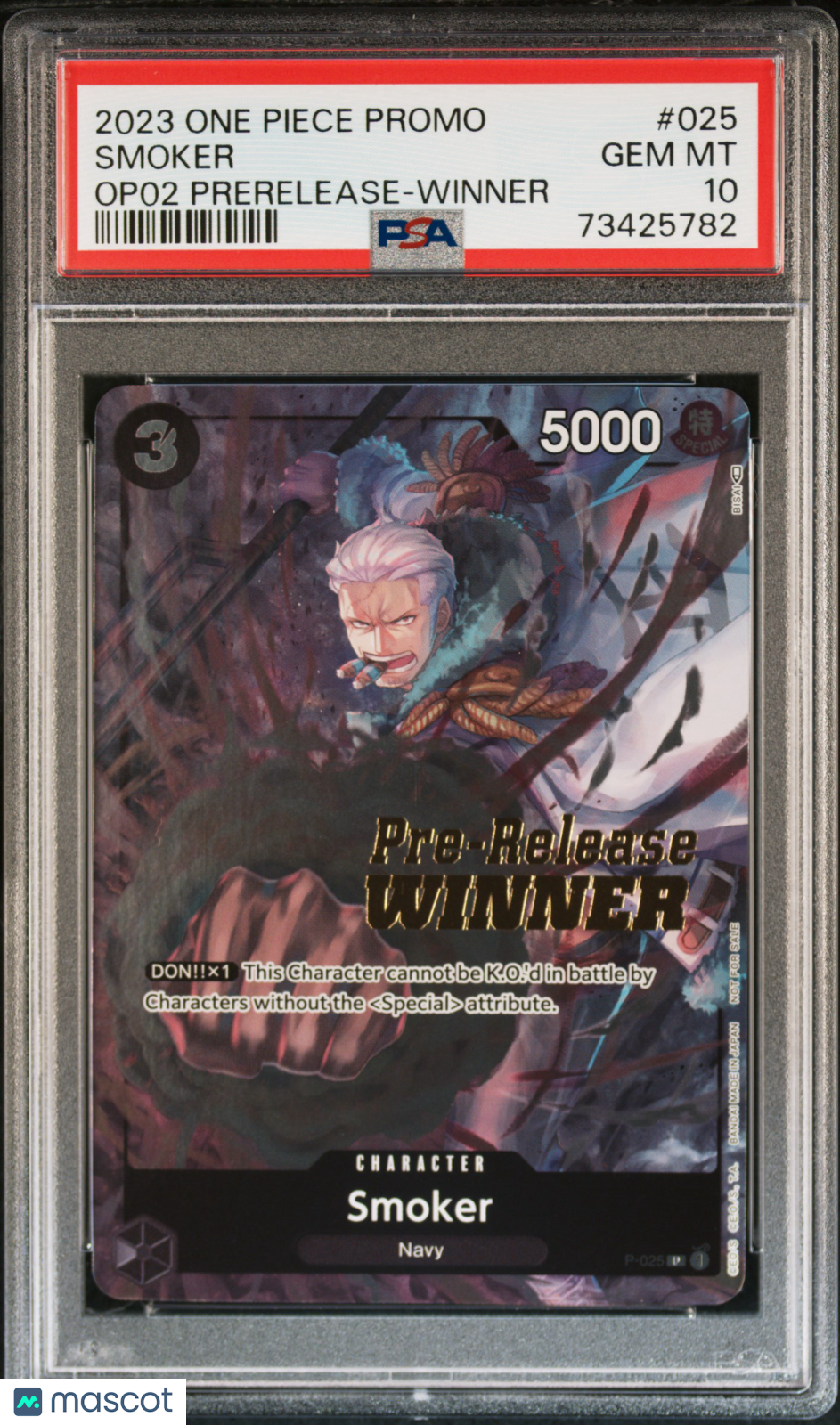 2023 One Piece Promos Smoker #025 Op02 Pre-Release-Winner PSA 10 - Graded TCG/CCG