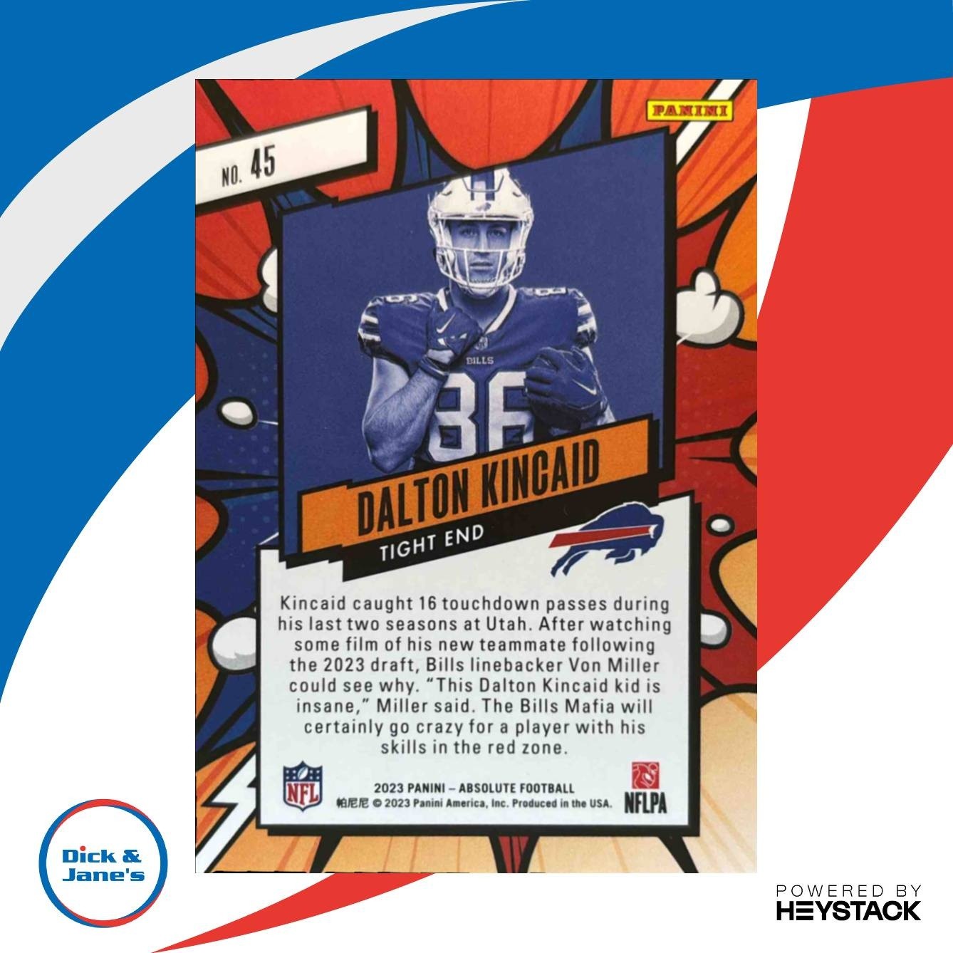2023 Panini Absolute Dalton Kincaid Explosive #45 RC Buffalo Bills - Sports Cards