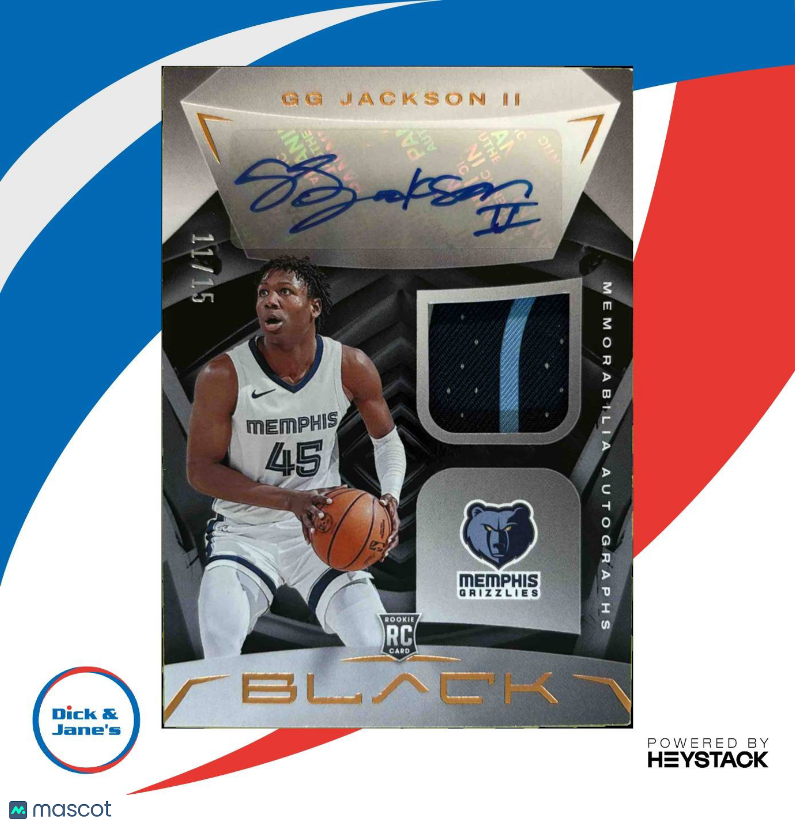 2023 Panini Black GG Jackson Rookie Memorabilia Auto Copper /15 #RMA GJ Memphis Sports Cards