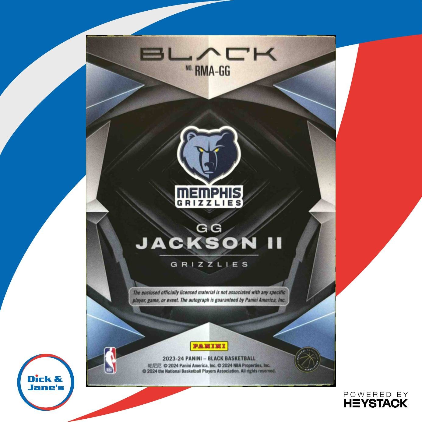 2023 Panini Black GG Jackson Rookie Memorabilia Auto Copper /15 #RMA GJ Memphis Sports Cards