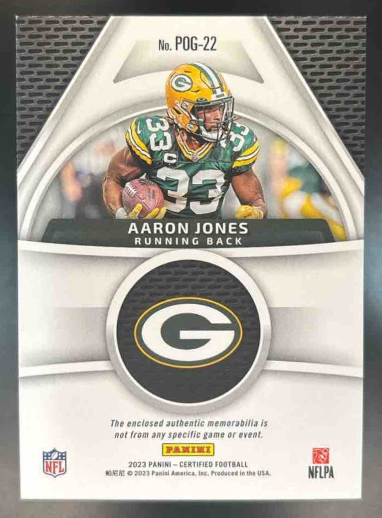 2023 Panini Certified Aaron Jones Piece of the Game Gold /25 MEM Packers - Sports Cards