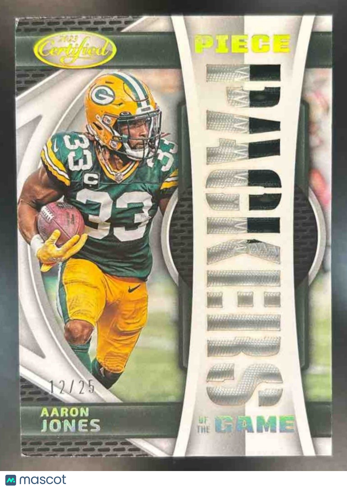 2023 Panini Certified Aaron Jones Piece of the Game Gold /25 MEM Packers - Sports Cards