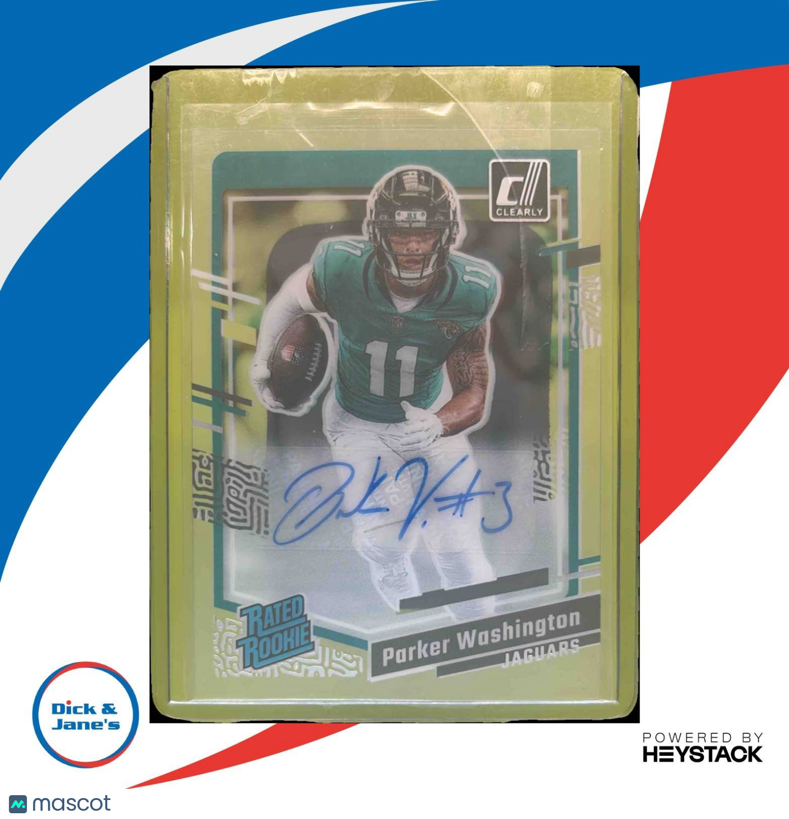 2023 Panini Clearly Donruss Parker Washington Auto #77 RC Jacksonville Jaguars - Sports Cards