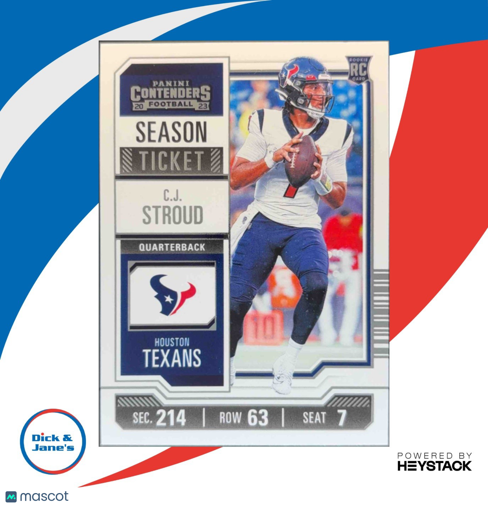 2023 Panini Contenders C.J. Stroud #40 Season Ticket RC Houston Texans Rookie - Sports Cards