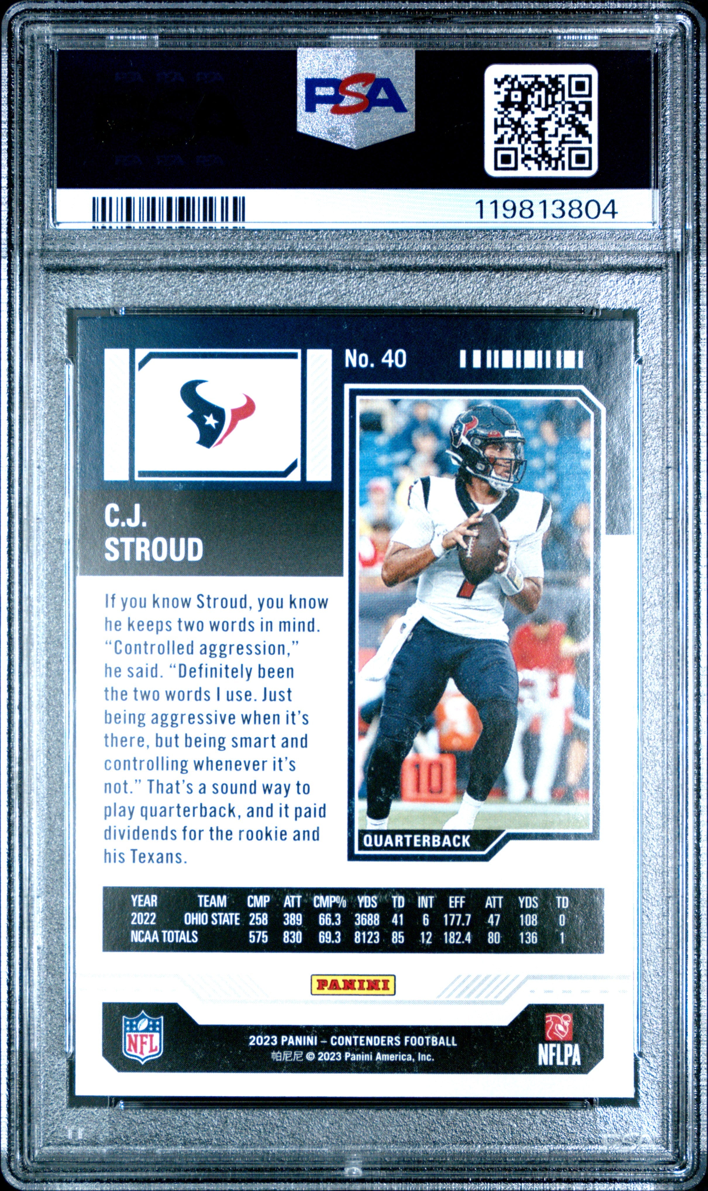 2023 Panini Contenders CJ Stroud Rookie #40 PSA 9 MINT Houston Texans - Graded Sports Cards