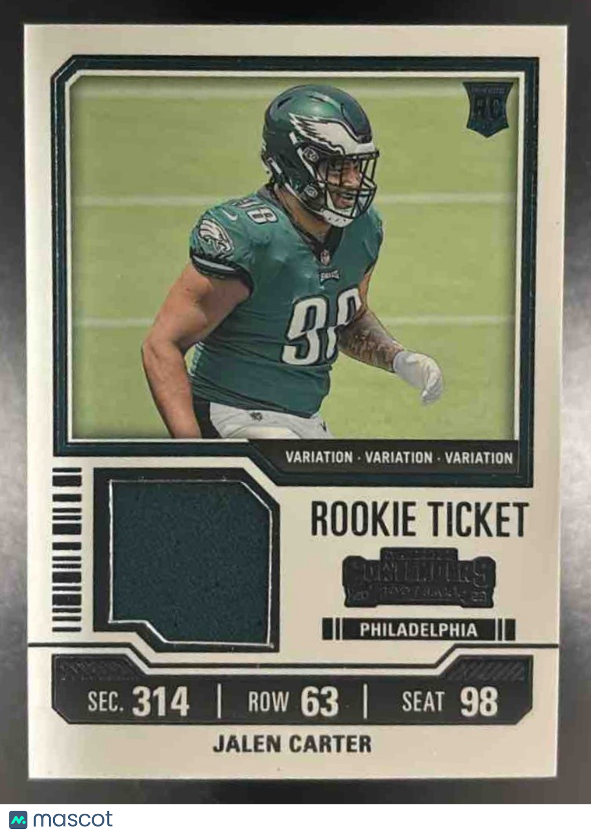 2023 Panini Contenders Jalen Carter Rookie Ticket Swatches Variations RC Eagles - Sports Cards