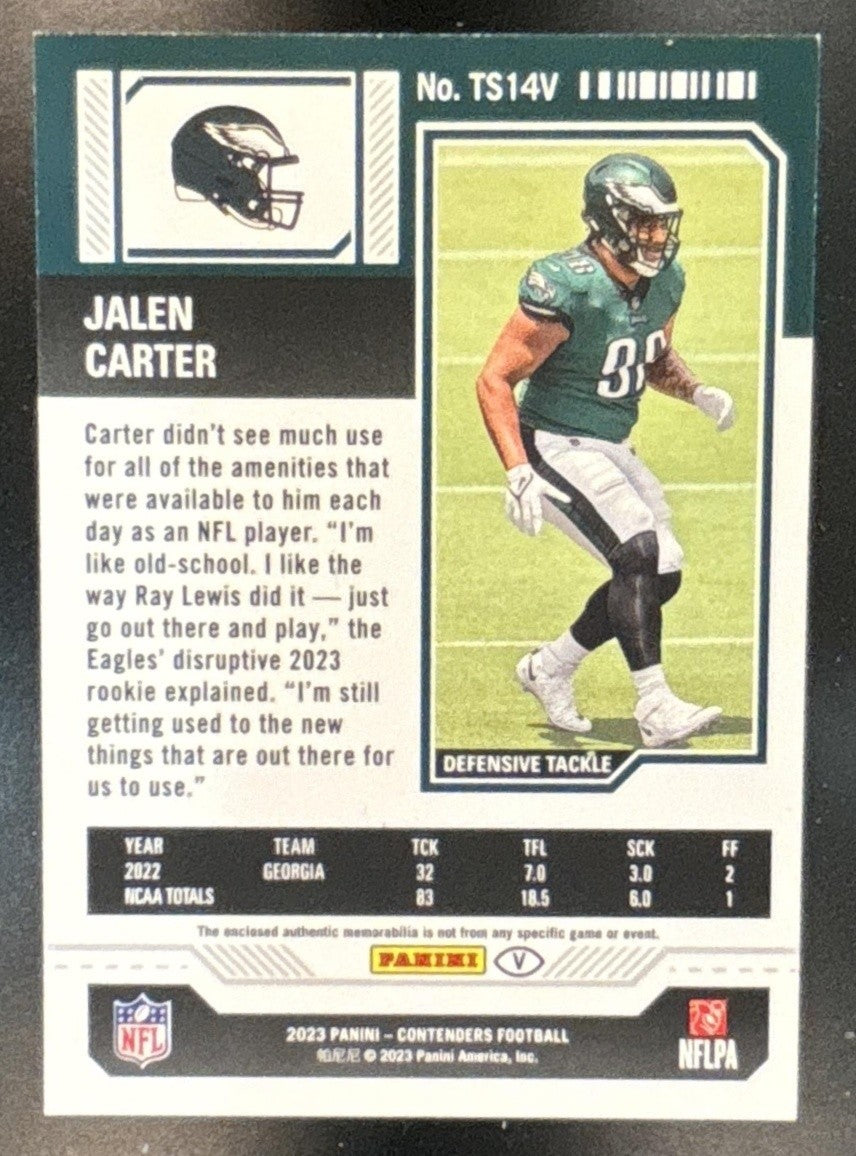 2023 Panini Contenders Jalen Carter Swatches Variations MEM RC Eagles - Sports Cards