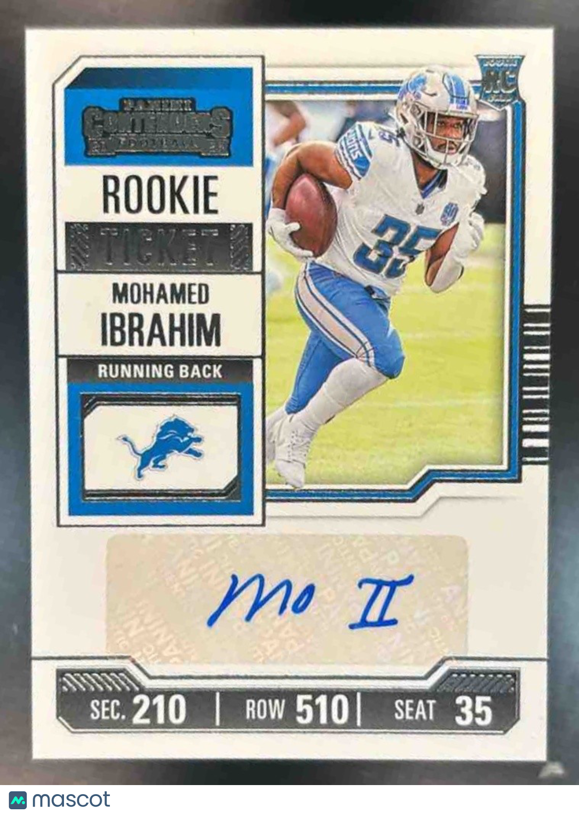 2023 Panini Contenders Mohamed Ibrahim #253 Auto RC Rookie Ticket Detroit Lions - Sports Cards