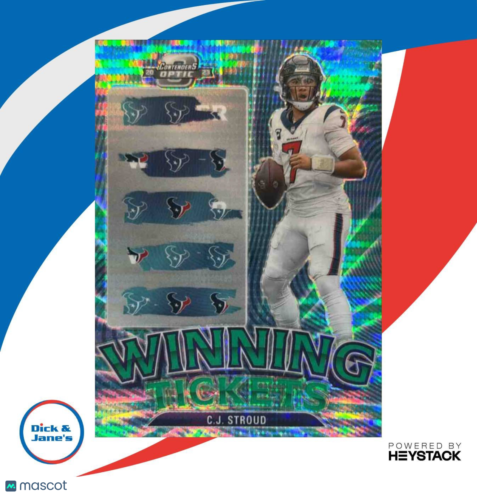 2023 Panini Contenders Optic C.J. Stroud Winning Tickets Green Pulsar /30 Texans - Sports Cards