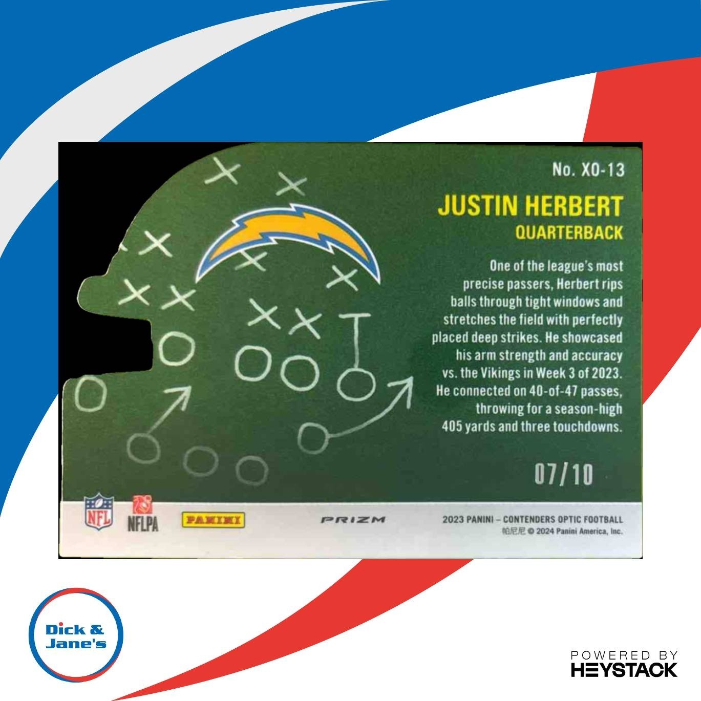 2023 Panini Contenders Optic Justin Herbert X’s and O’s Gold /10 Chargers - Sports Cards