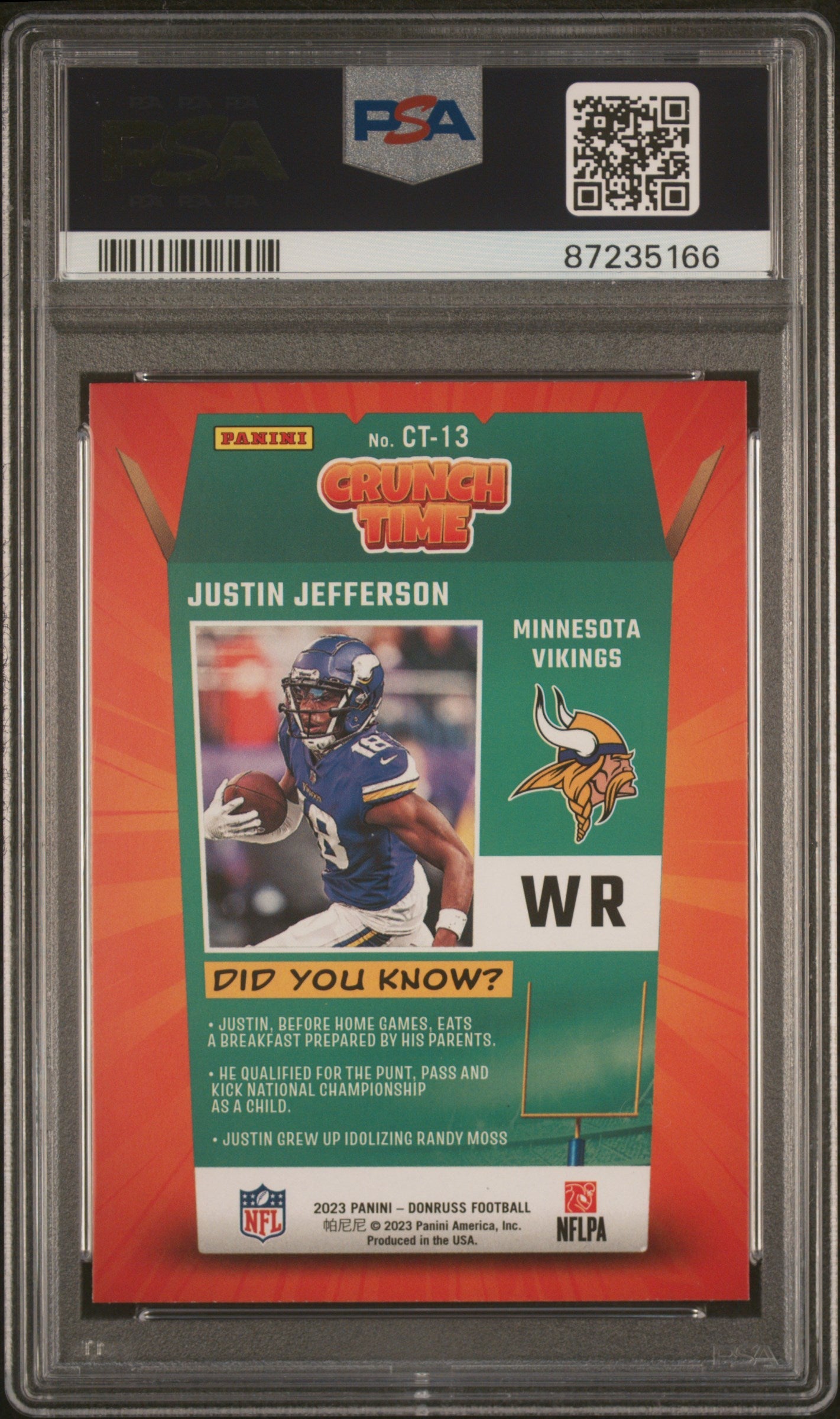 2023 Panini Donruss Crunch Time Justin Jefferson #CT13 PSA 9 - Graded Sports Cards