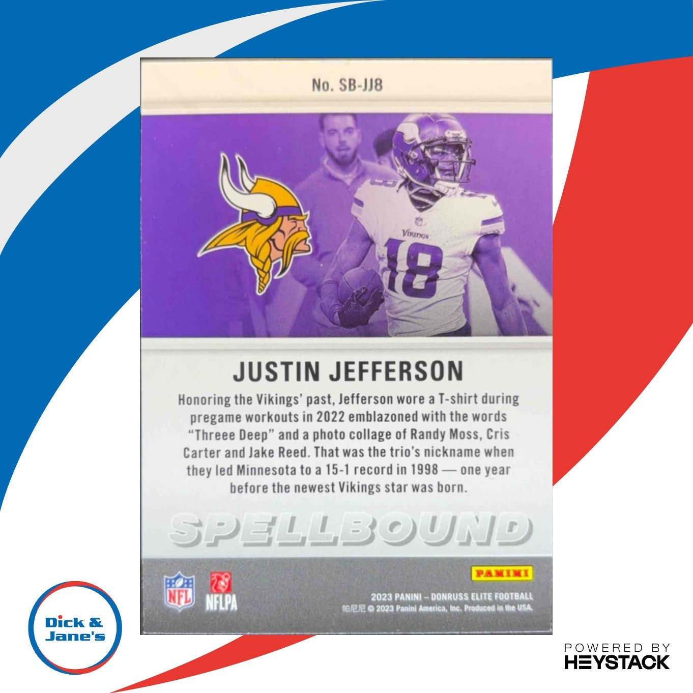 2023 Panini Donruss Elite Justin Jefferson Spellbound Green Minnesota Vikings - Sports Cards