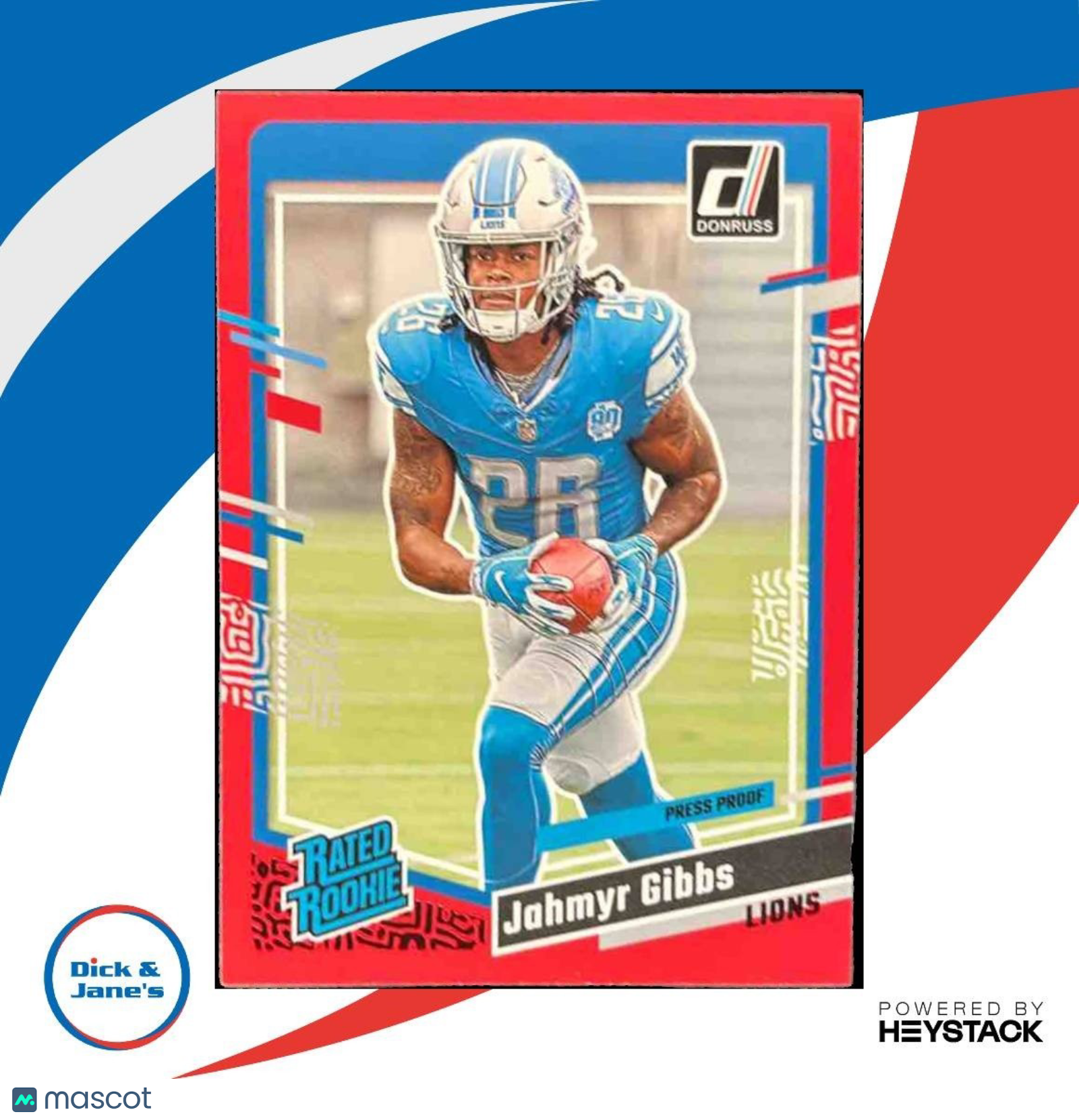 2023 Panini Donruss Jahmyr Gibbs Press Proof Red #331 RC Detroit Lions - Sports Cards