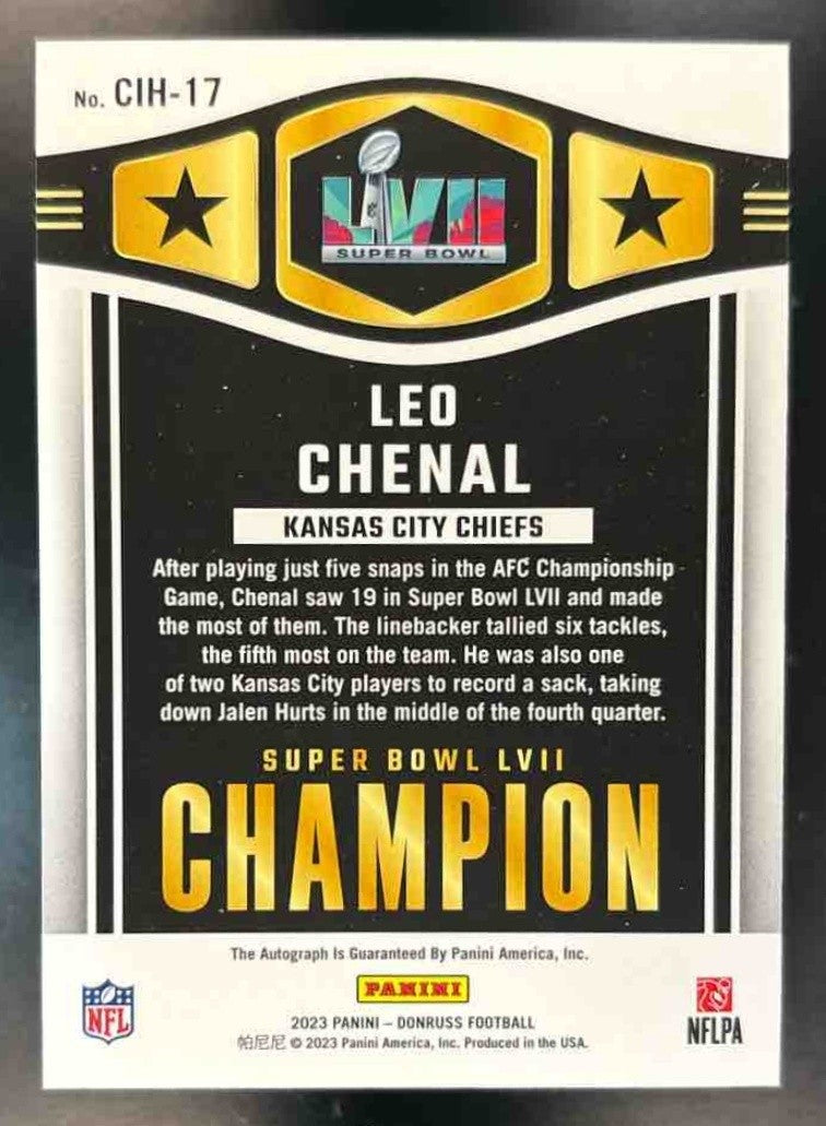 2023 Panini Donruss Leo Chenal Champ is Here Auto /299 Kansas City Chiefs - Sports Cards