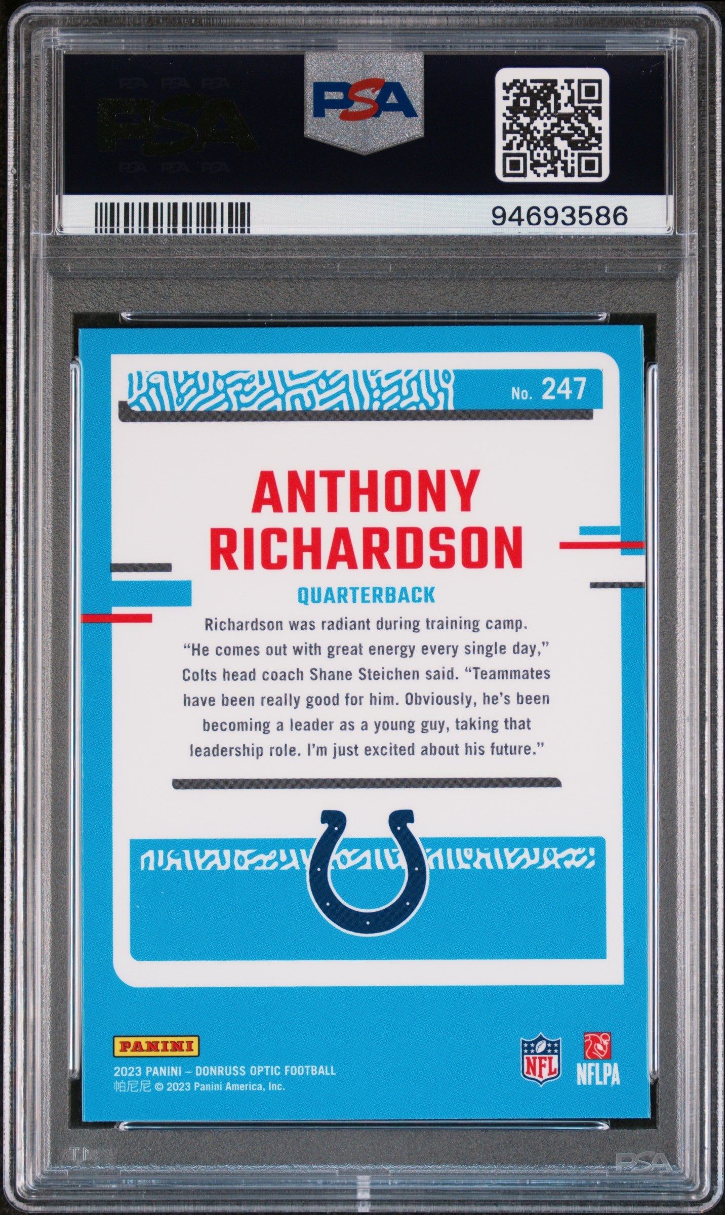 2023 Panini Donruss Optic Anthony Richardson #247 PSA 10 - Graded Sports Cards
