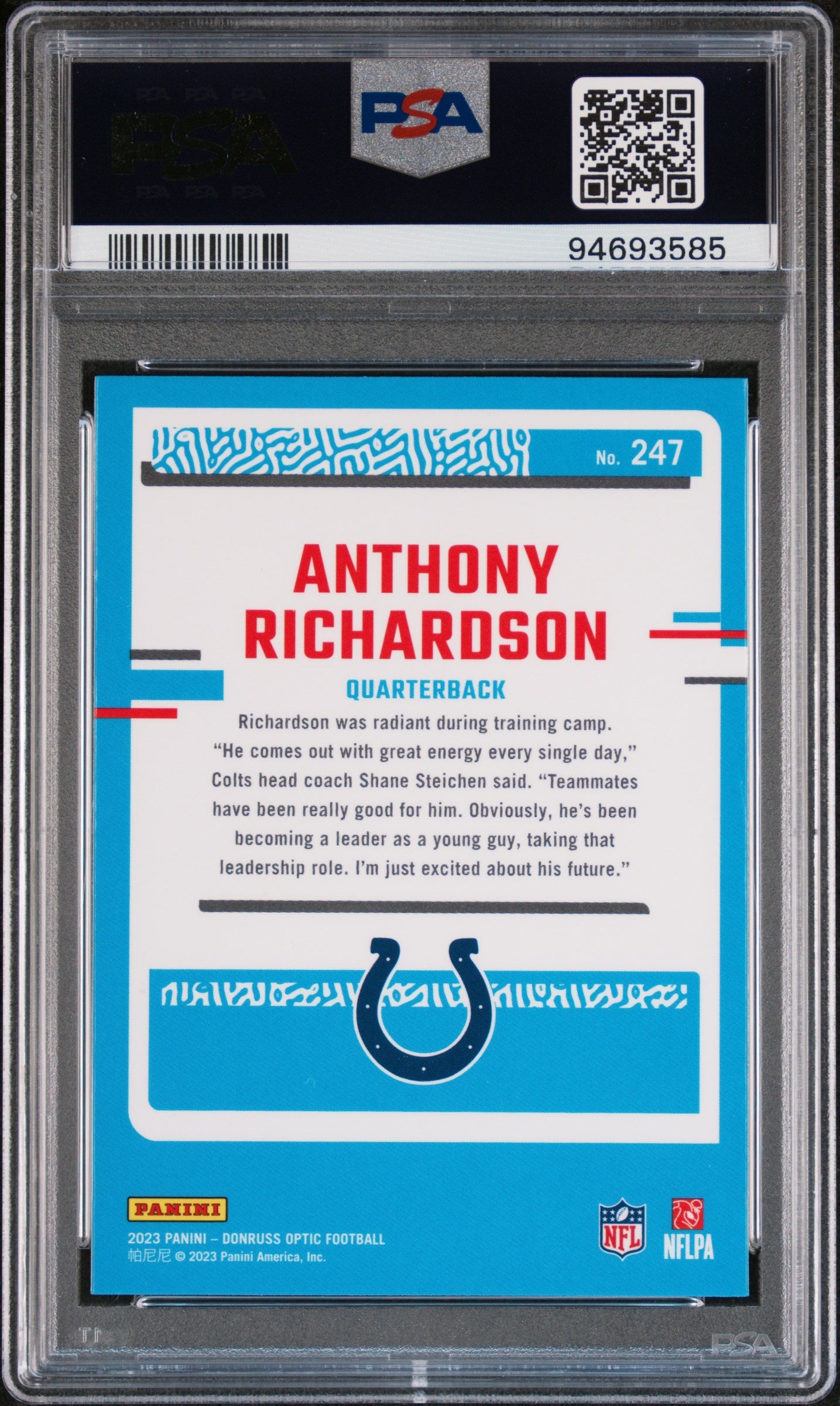 2023 Panini Donruss Optic Anthony Richardson #247 PSA 10 - Graded Sports Cards