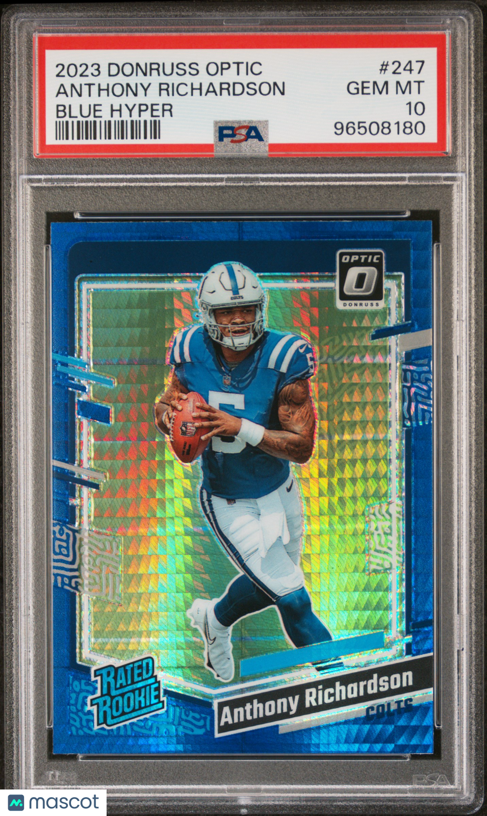 2023 Panini Donruss Optic Anthony Richardson Blue Hyper #247 PSA 10 - Graded Sports Cards