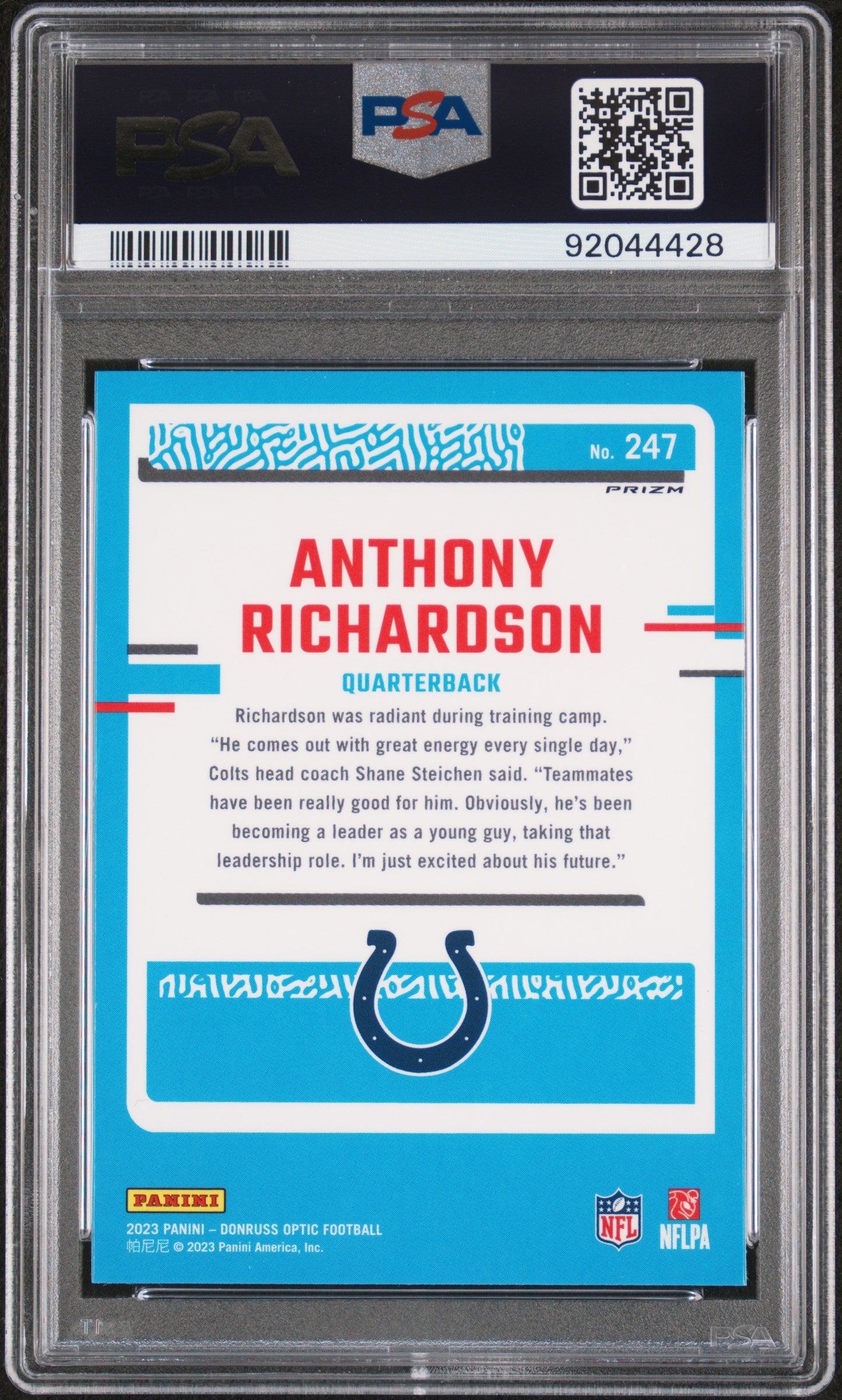 2023 Panini Donruss Optic Anthony Richardson Holo #247 PSA 10 - Graded Sports Cards