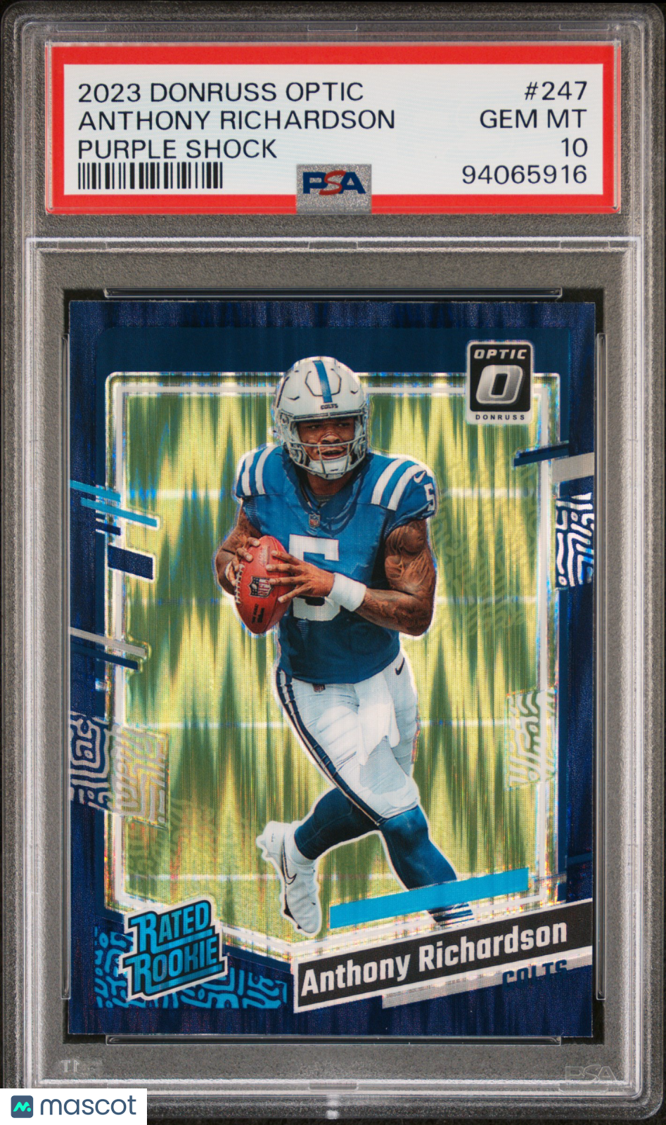 2023 Panini Donruss Optic Anthony Richardson Purple Shock #247 PSA 10 GEM MINT - Graded Sports Cards