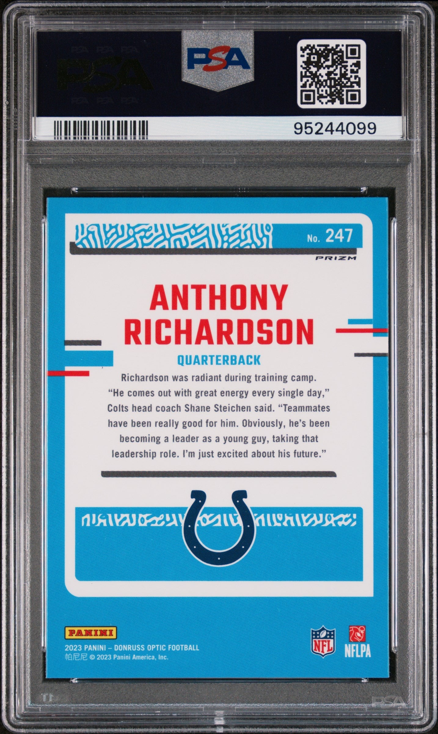 2023 Panini Donruss Optic Anthony Richardson Purple Shock #247 PSA 10 - Graded Sports Cards
