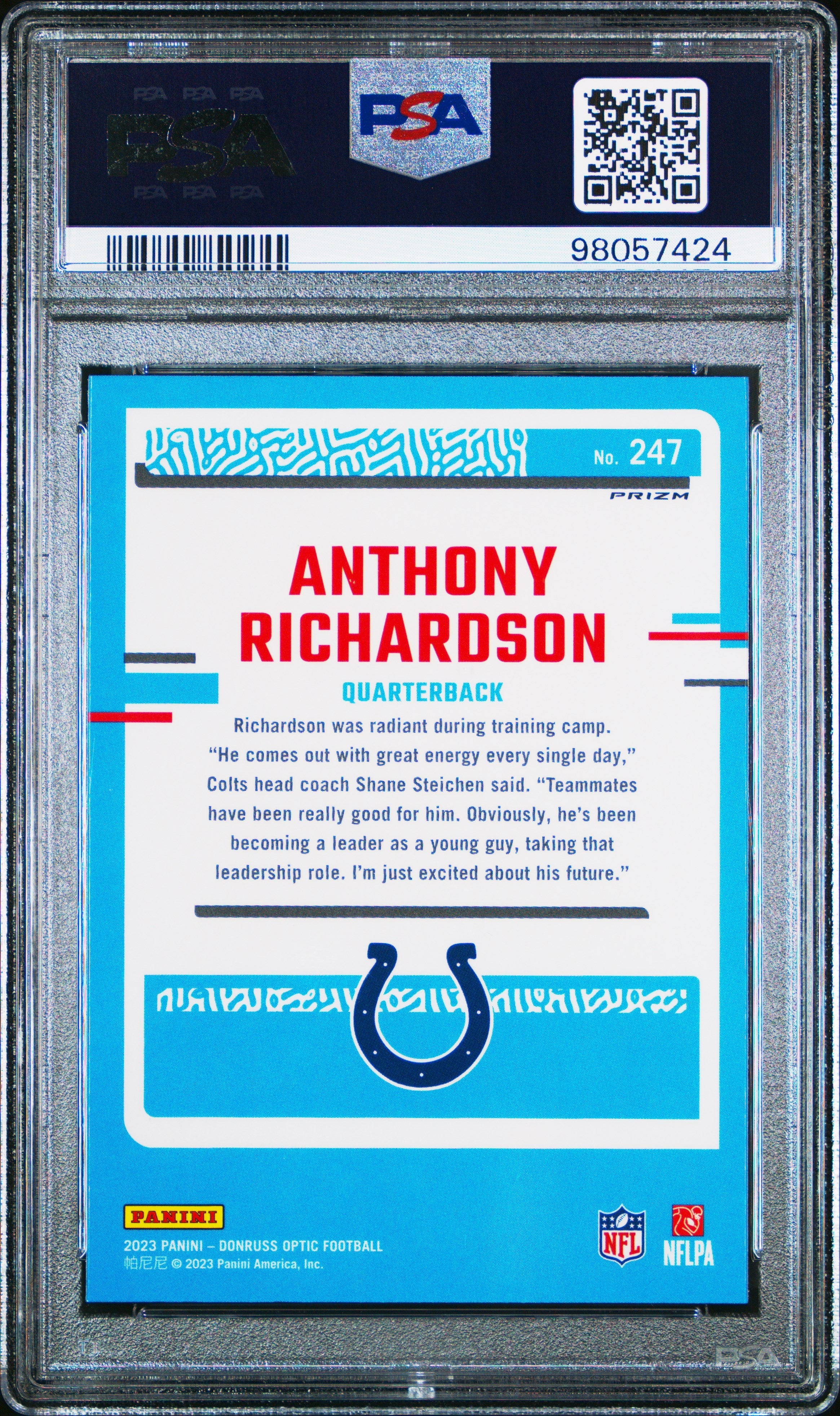 2023 Panini Donruss Optic Anthony Richardson Purple Shock PSA 10 GEM MINT Colts - Graded Sports Cards