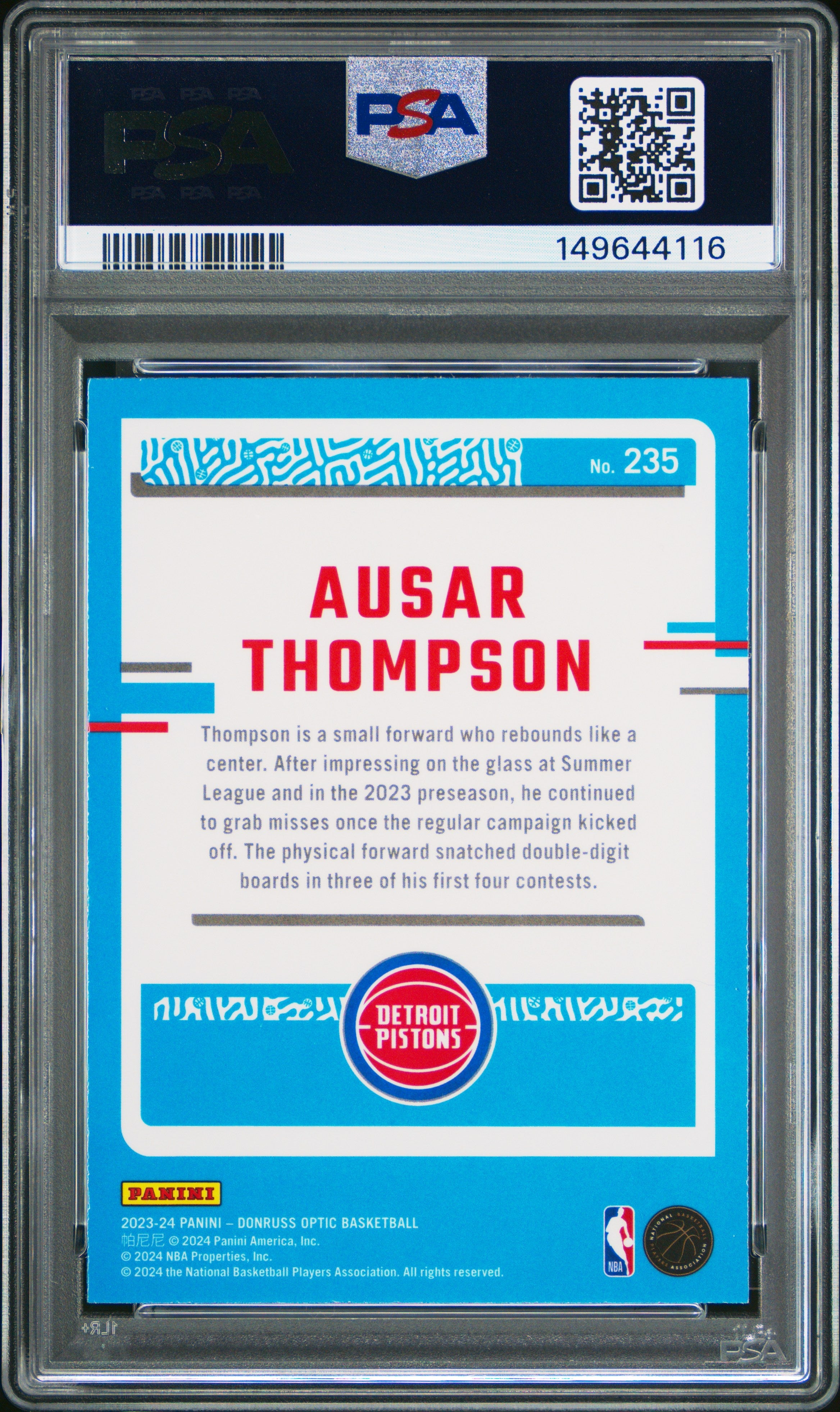 2023 Panini Donruss Optic Ausar Thompson #235 PSA 10 - Graded Sports Cards
