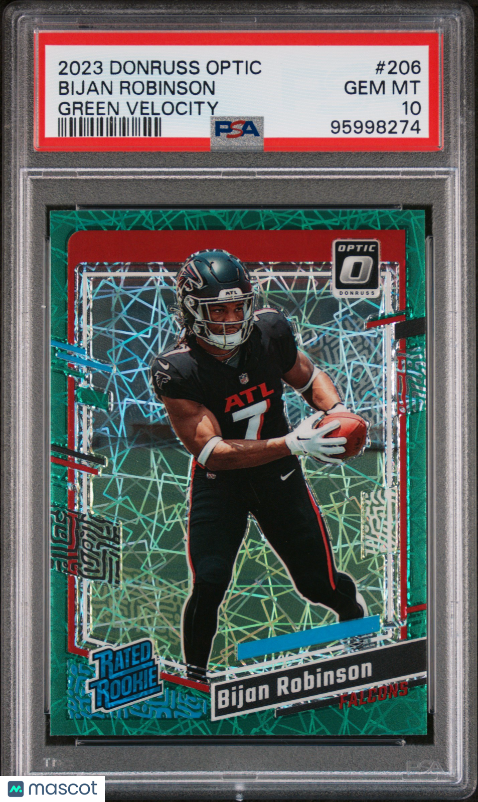 2023 Panini Donruss Optic Bijan Robinson Green Velocity Rookie #206 PSA 10 - Graded Sports Cards
