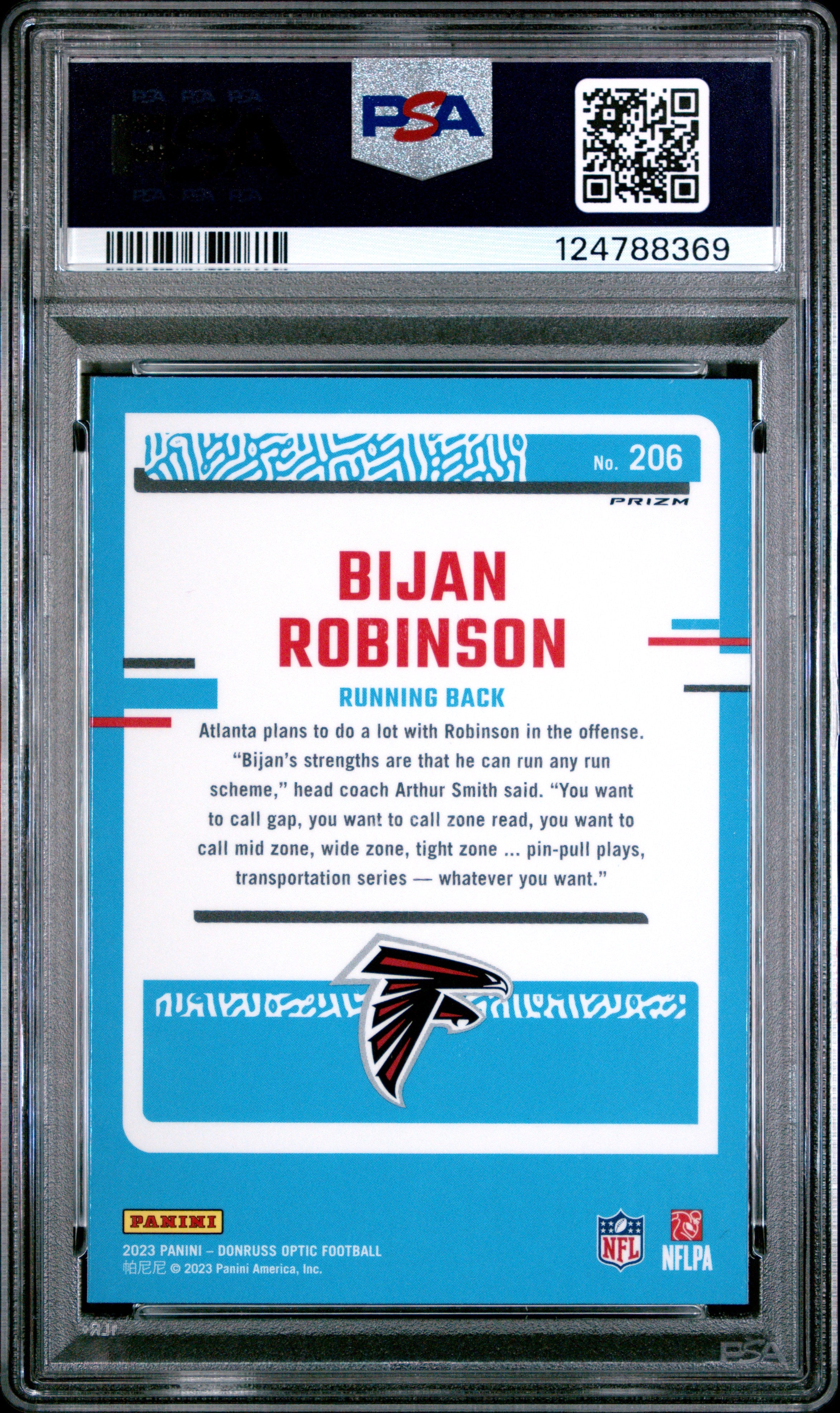 2023 Panini Donruss Optic Bijan Robinson Holo Rookie #206 PSA 10 GEM MINT - Graded Sports Cards