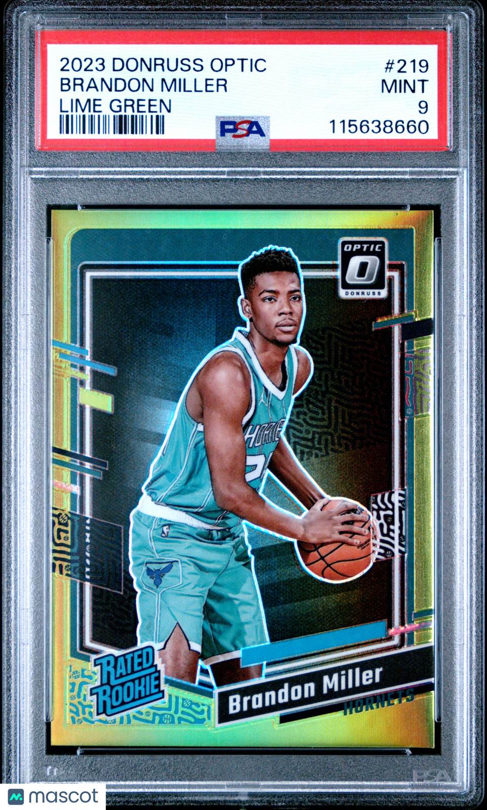 2023 Panini Donruss Optic Brandon Miller Lime Green Rated Rookie /149 #219 PSA 9 - Graded Sports Cards