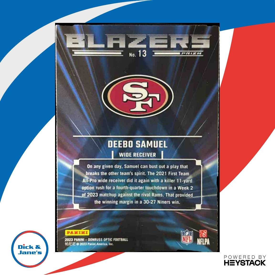2023 Panini Donruss Optic Deebo Samuel Blazers #13 San Francisco 49ers - Sports Cards
