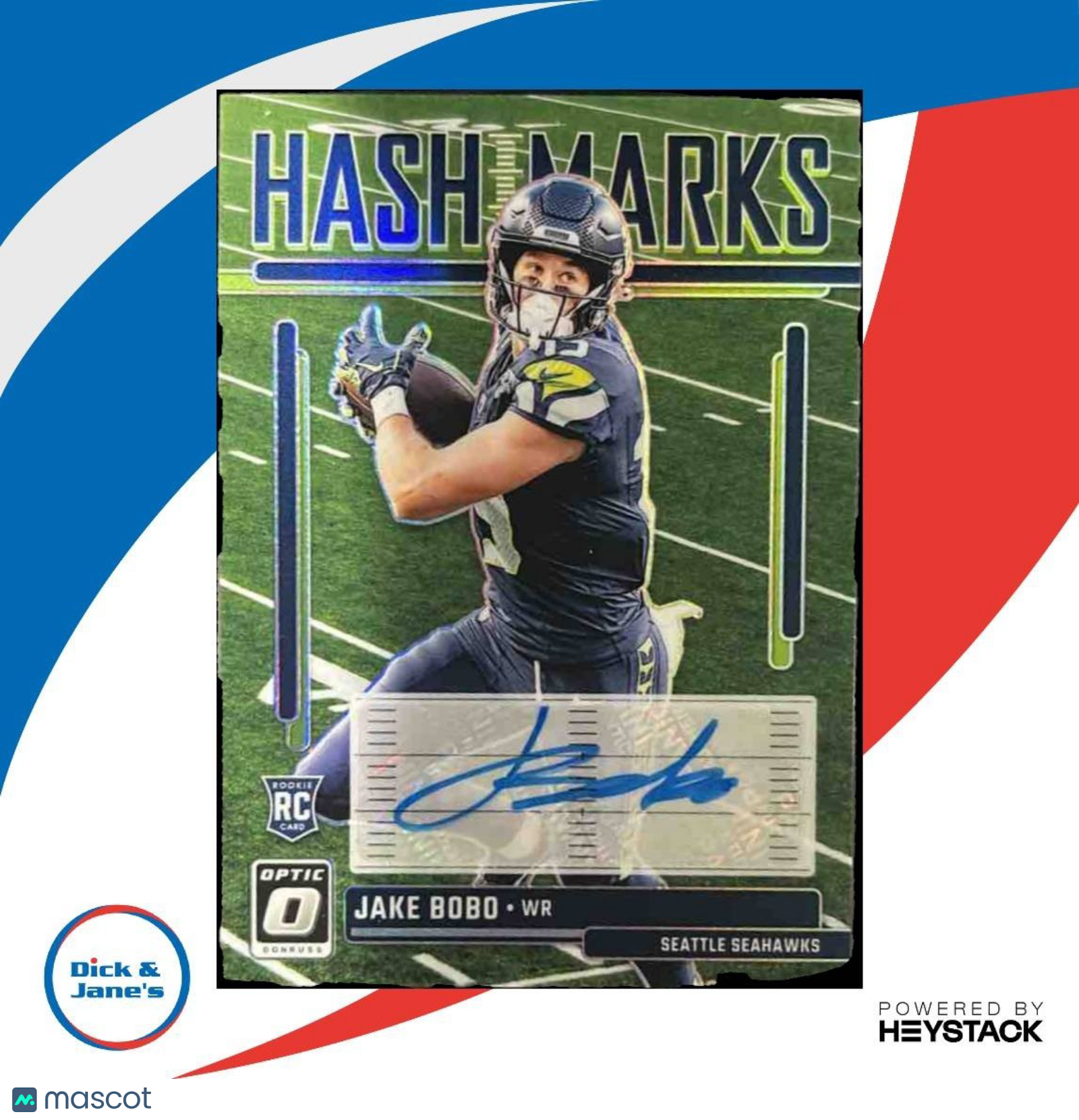 2023 Panini Donruss Optic Jake Bobo Hash Marks #HM-21 Auto RC Seattle Seahawks - Sports Cards