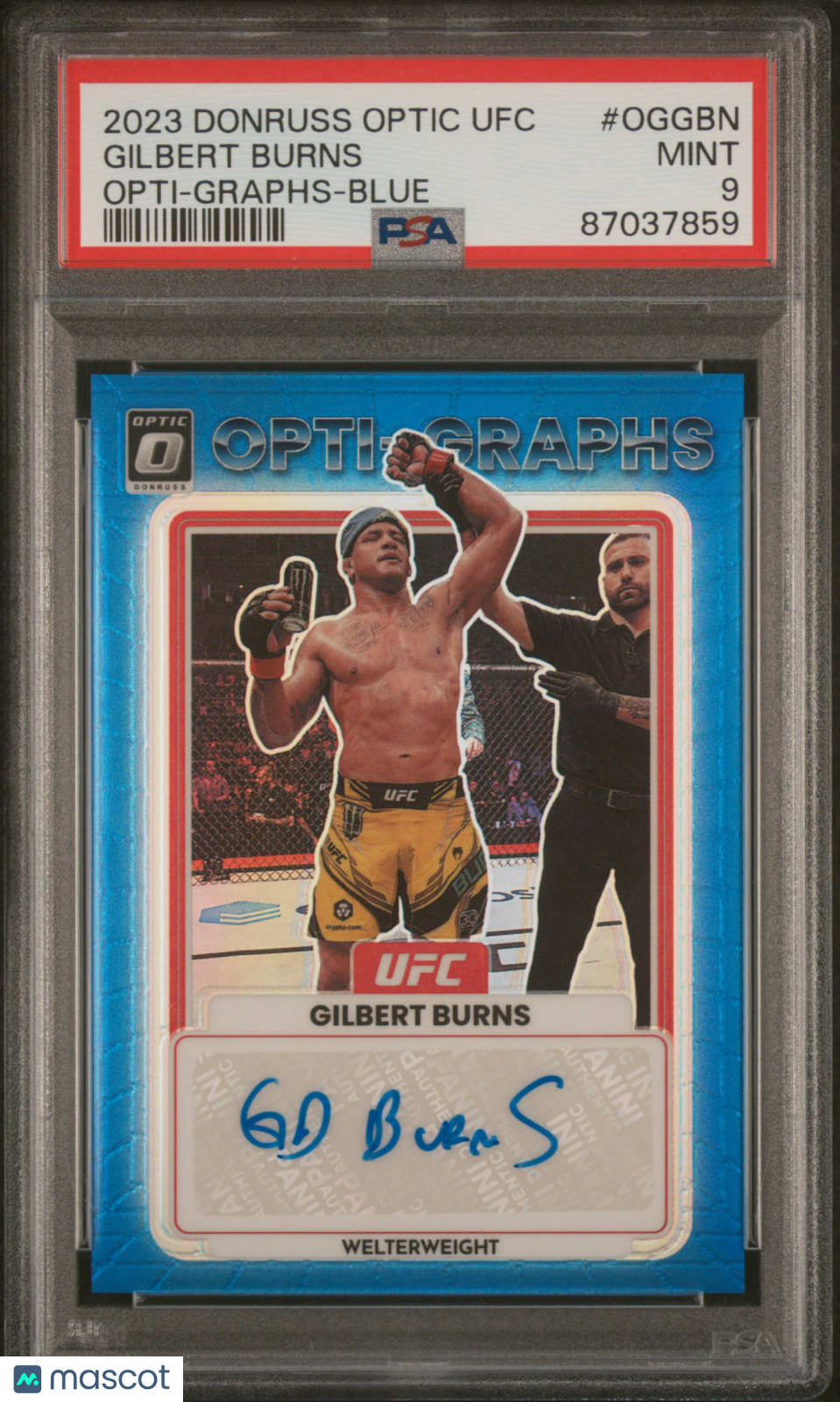 2023 Panini Donruss Optic UFC Opti-Graphs Gilbert Burns Blue #OGGBN PSA 9 - Graded Sports Cards