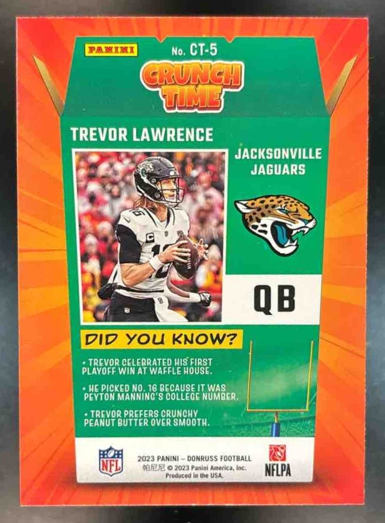 2023 Panini Donruss Trevor Lawrence Crunch Time #CT-5 Jacksonville Jaguars - Sports Cards