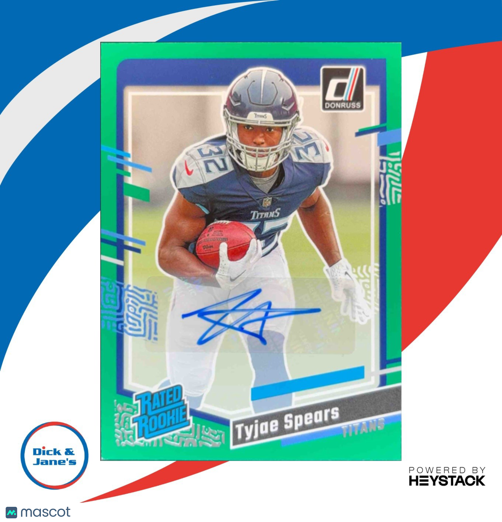 2023 Panini Donruss Tyjae Spears Rated Rookie Auto Green #396 Tennessee Titans - Sports Cards