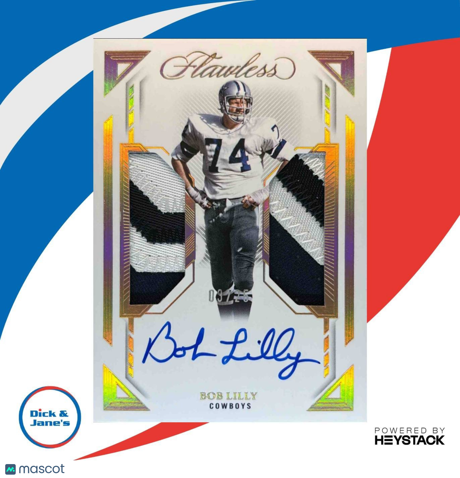 2023 Panini Flawless Bob Lilly Dual Patch Auto 8/25 #DPA-BLI MEM Dallas Cowboys - Sports Cards