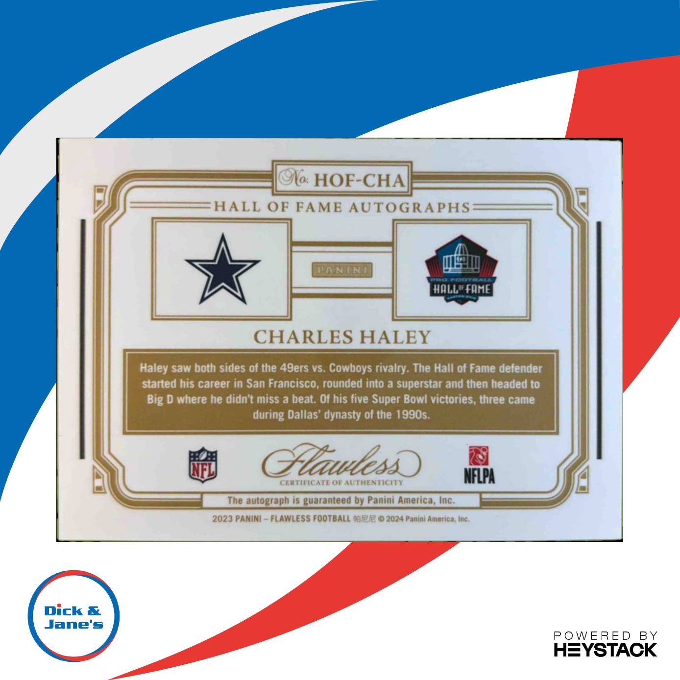 2023 Panini Flawless Charles Haley Hall of Fame Auto /25 #HOF CHA Dallas Cowboys Sports Cards