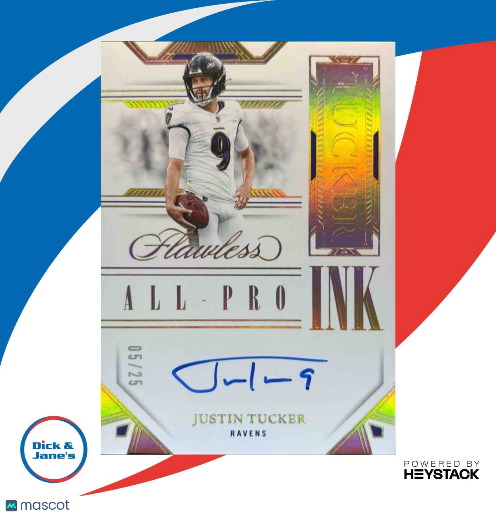 2023 Panini Flawless Justin Tucker All Pro Ink 5/25 Auto Baltimore Ravens - Sports Cards