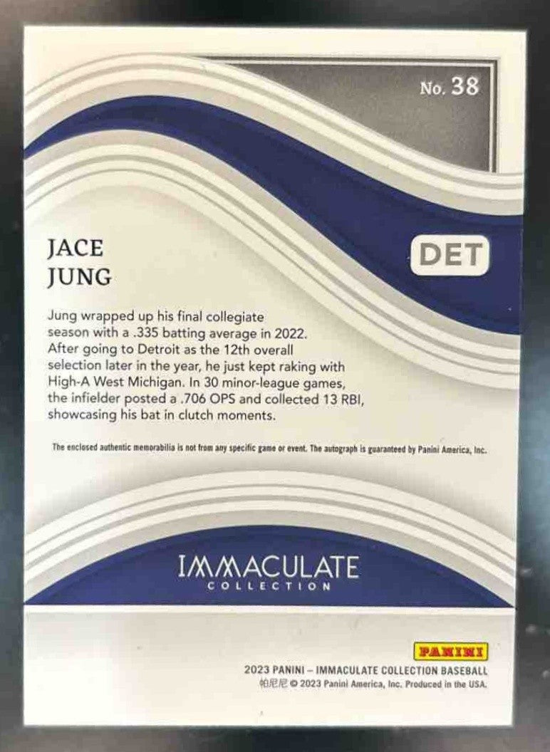 2023 Panini Immaculate Collection Jace Jung Patch Auto /99 RC Detroit Tigers - Sports Cards