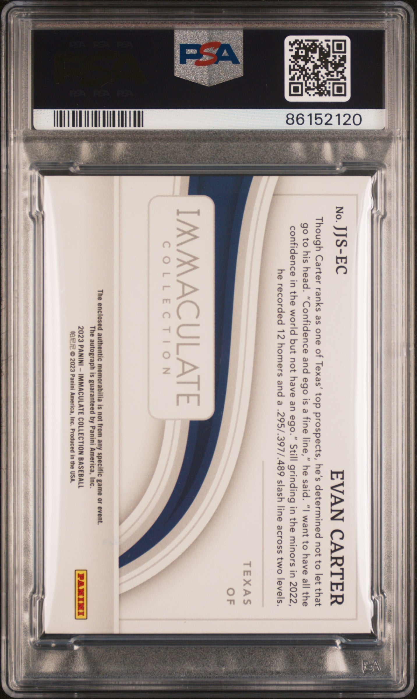 2023 Panini Immaculate Collection Jumbo Signatures Evan Carte PSA 9 Baseball - Graded Sports Cards