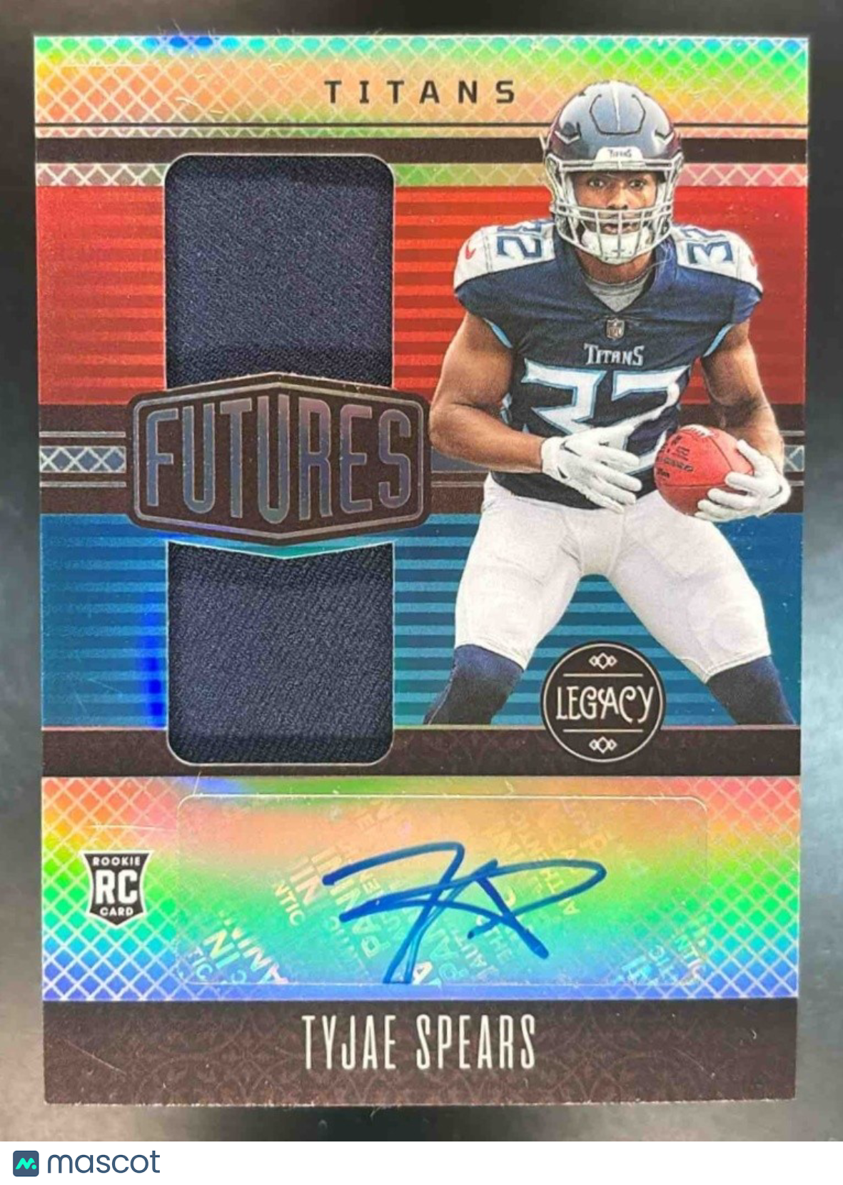 2023 Panini Legacy Tyjae Spears Futures Dual Patch Auto /249 MEM RC Titans - Sports Cards