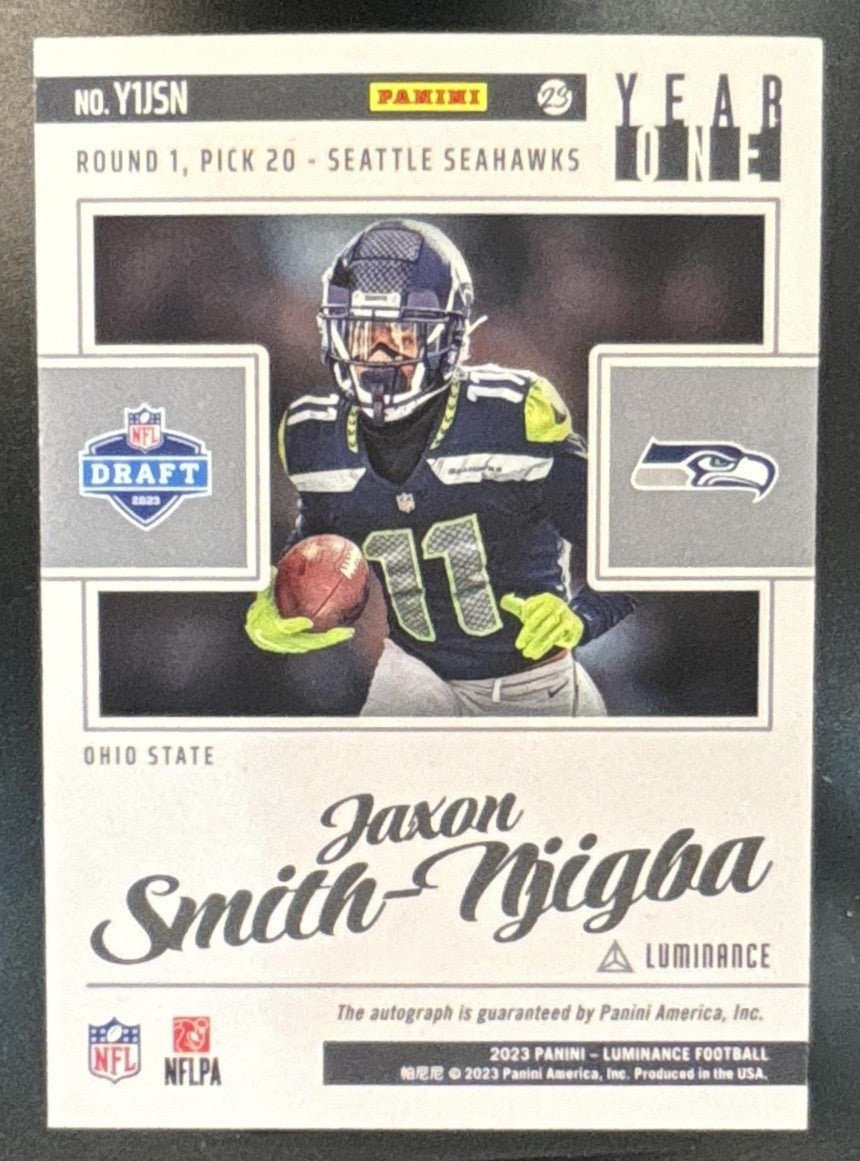 2023 Panini Luminance Jaxon Smith-Njigba Year One Signatures Auto RC Seahawks - Sports Cards