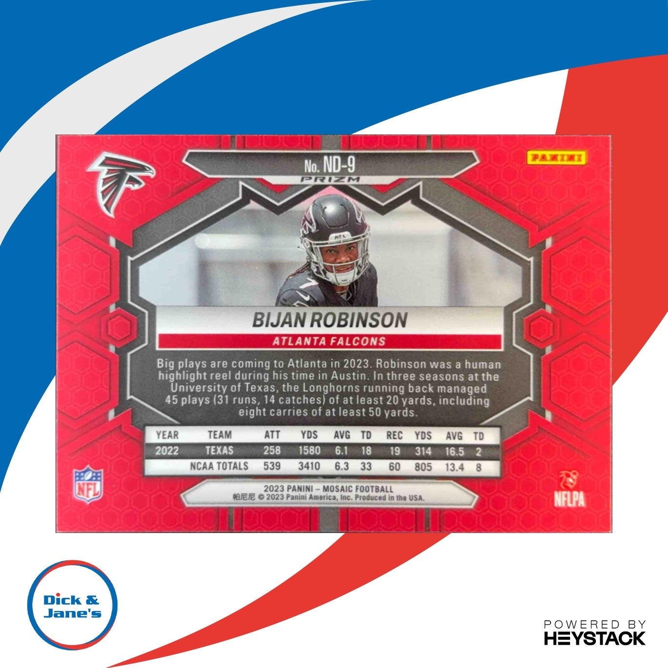 2023 Panini Mosaic Bijan Robinson Camo Pink #ND-9 RC NFL Debut Atlanta Falcons - Sports Cards