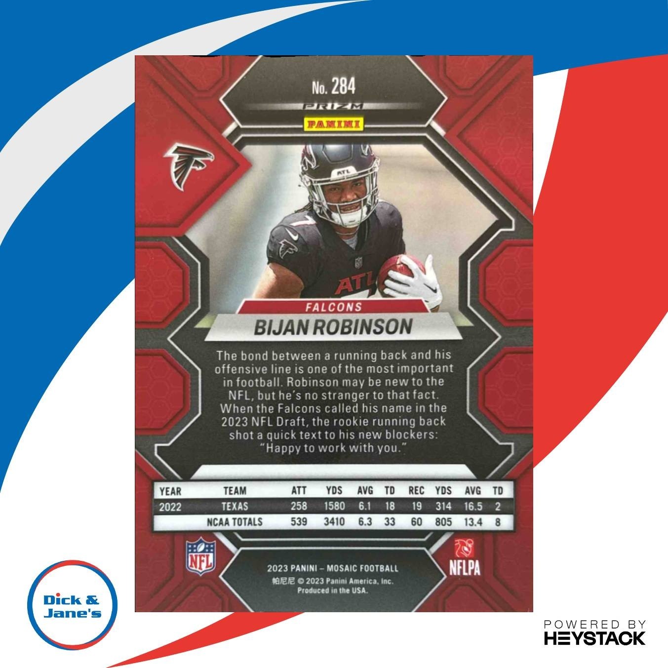 2023 Panini Mosaic Bijan Robinson Green #284 RC Atlanta Falcons - Sports Cards