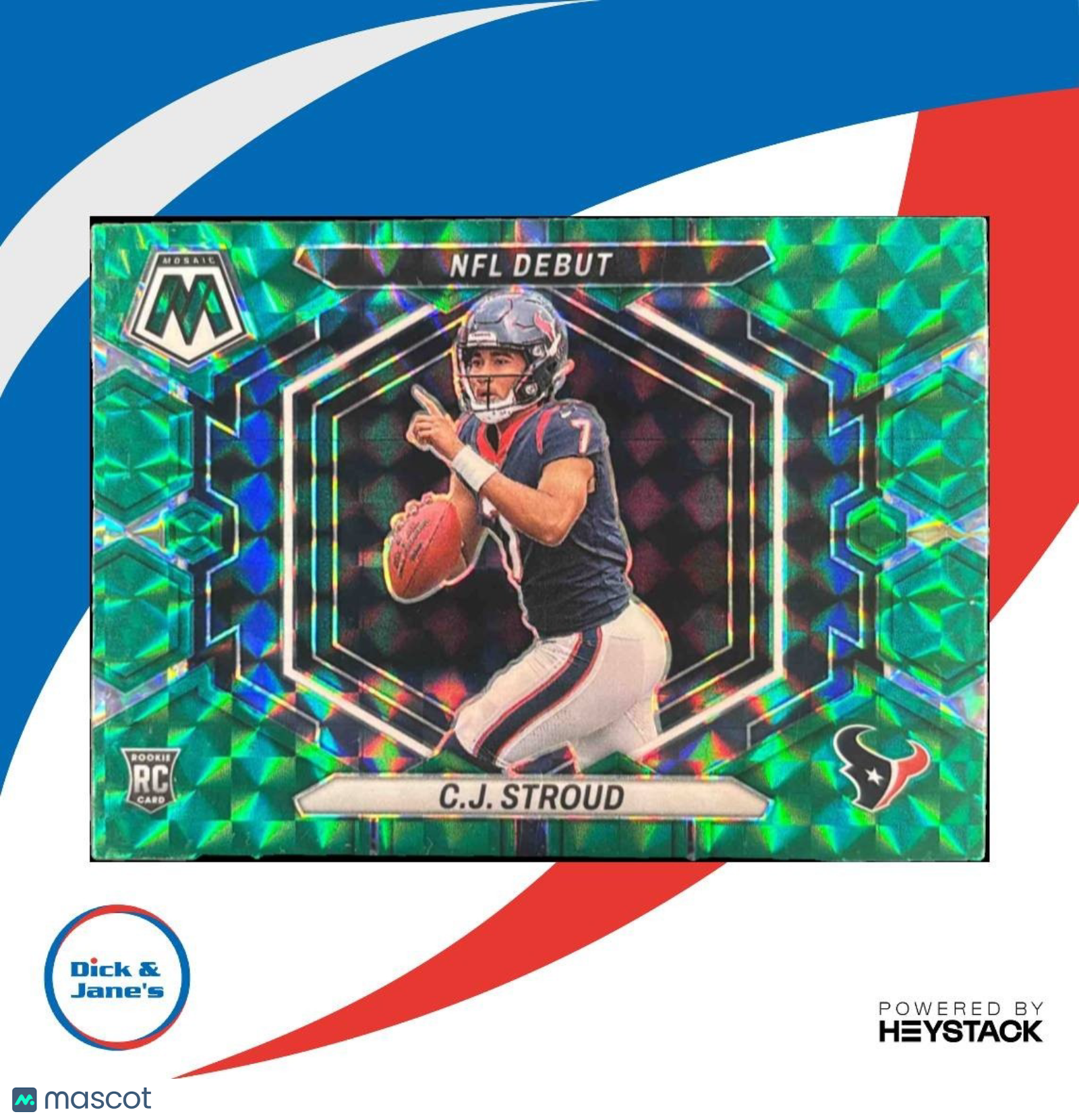 2023 Panini Mosaic C.J. Stroud Green Mosaic #ND-3 RC NFL Debut Houston Texans - Sports Cards